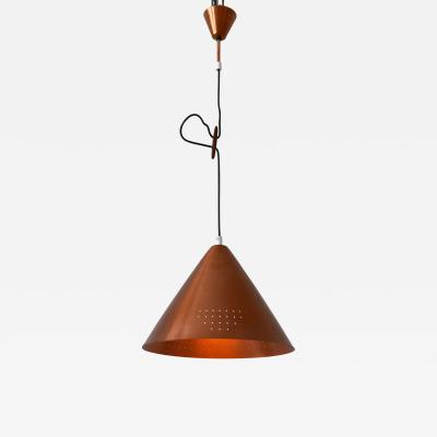Rare Mid Century Modern Scandinavian Copper Pendant Lamp or Hanging Light 1960s