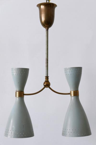 Rare Mid Century Modern Two Armed Diabolo Pendant Lamp or Chandelier Italy 1950s