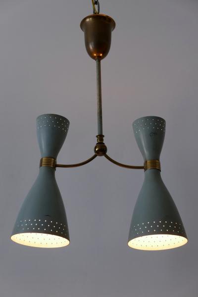 Rare Mid Century Modern Two Armed Diabolo Pendant Lamp or Chandelier Italy 1950s