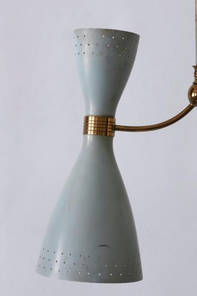 Rare Mid Century Modern Two Armed Diabolo Pendant Lamp or Chandelier Italy 1950s