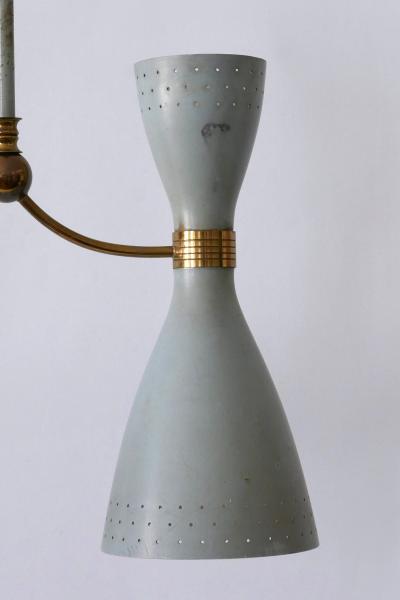 Rare Mid Century Modern Two Armed Diabolo Pendant Lamp or Chandelier Italy 1950s