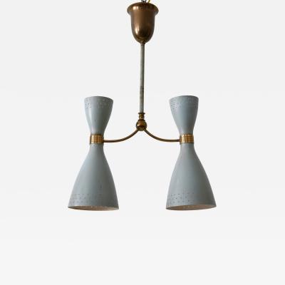 Rare Mid Century Modern Two Armed Diabolo Pendant Lamp or Chandelier Italy 1950s