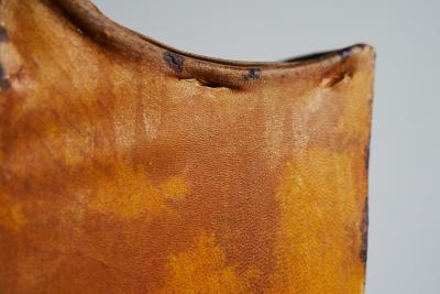 Rare Mid Century Table Lamp in Goatskin and Wrought Iron 1950s