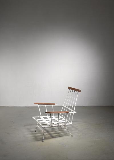Rare Minimal Wrought Iron Lounge Chair