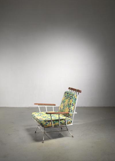 Rare Minimal Wrought Iron Lounge Chair