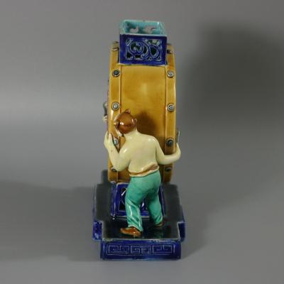 Rare Minton Majolica Chinese Drummers Vase