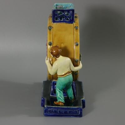 Rare Minton Majolica Chinese Drummers Vase