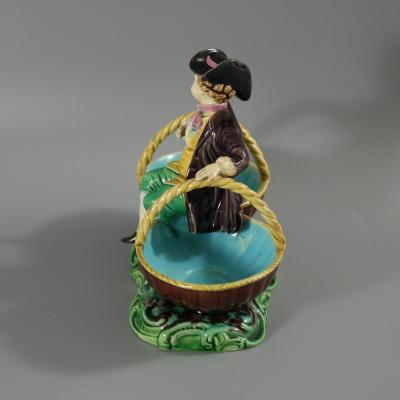 Rare Minton Majolica Figure with Baskets
