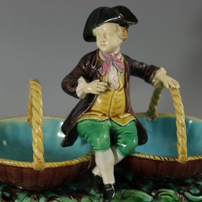 Rare Minton Majolica Figure with Baskets