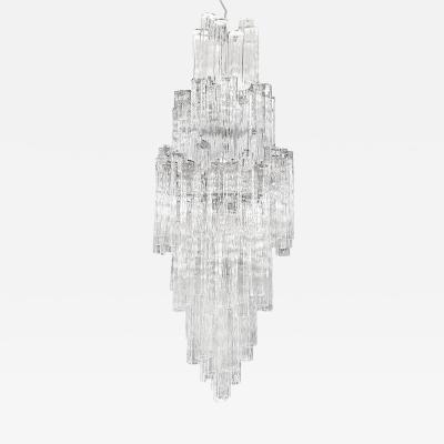 Rare Murano Clear Tronchi Glass Chandelier