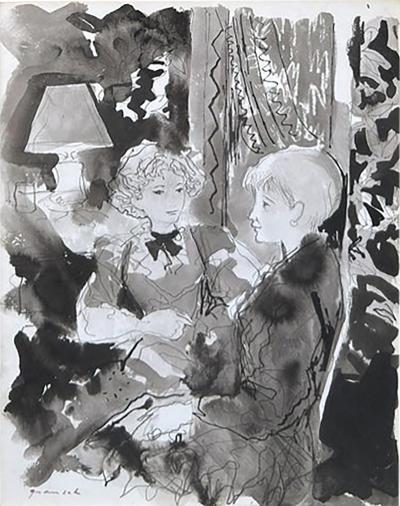 Rare Original Emilio Grau Sala Parisian Watercolor Painting