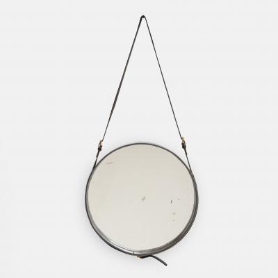 Rare Original Pair of Leather Mirrors by Jacques Adnet