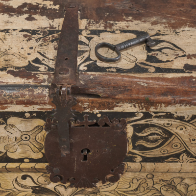 Rare Painted Cassone Marriage Chest 