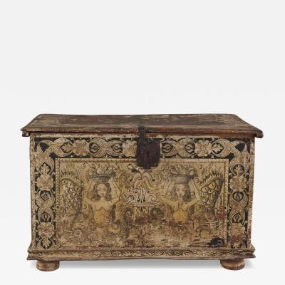 Rare Painted Cassone Marriage Chest 