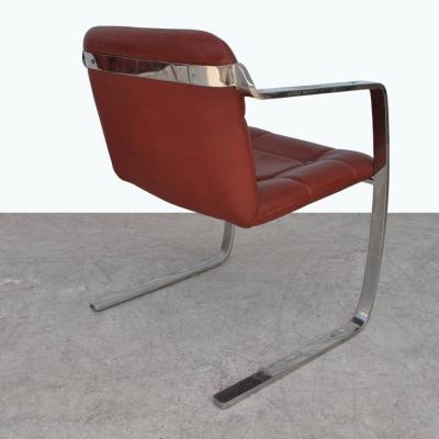 Rare Pair Cumberland Stainless Steel and Leather Armchairs