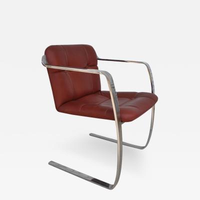 Rare Pair Cumberland Stainless Steel and Leather Armchairs