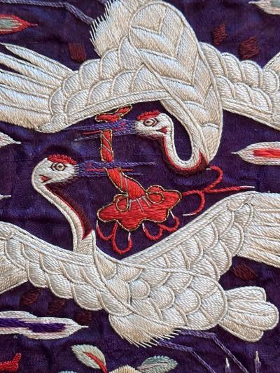 Rare Pair Korean Embroidery Civil Rank Badges Joseon Dynasty