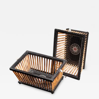 Rare Pair Of Quill Work Baskets