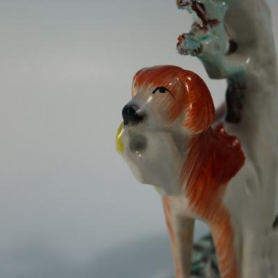 Rare Pair Staffordshire Pottery Hunting Dogs