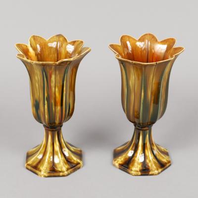 Rare Pair of Bennington Tulip Vases