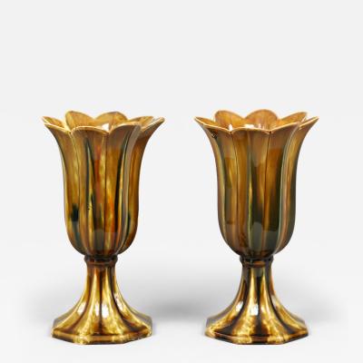 Rare Pair of Bennington Tulip Vases
