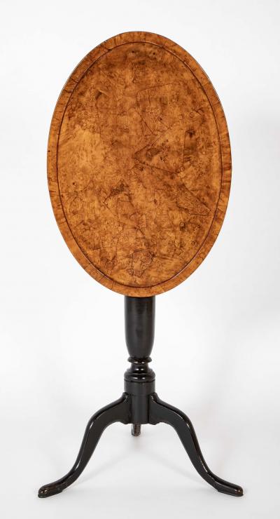 Rare Pair of Burl Elm Oval Tilt Top Stands