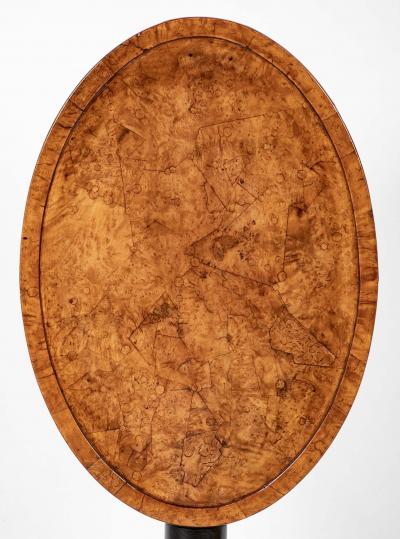 Rare Pair of Burl Elm Oval Tilt Top Stands