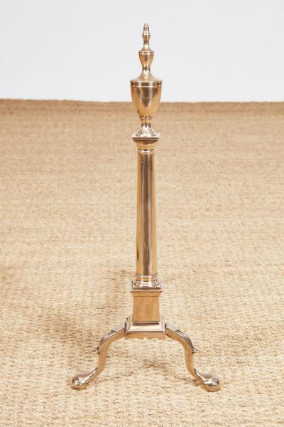 Rare Pair of Federal Bell Metal Andirons