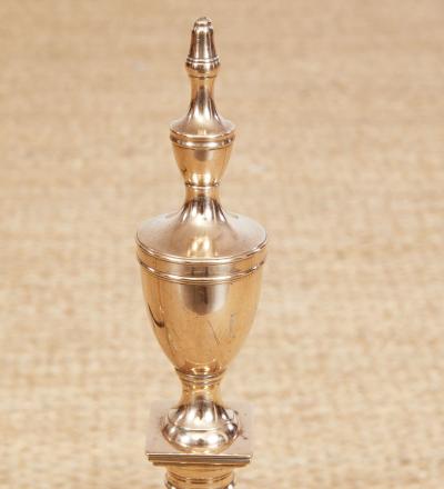 Rare Pair of Federal Bell Metal Andirons