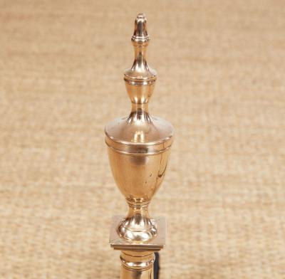 Rare Pair of Federal Bell Metal Andirons