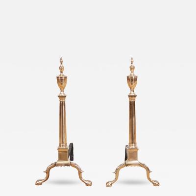 Rare Pair of Federal Bell Metal Andirons