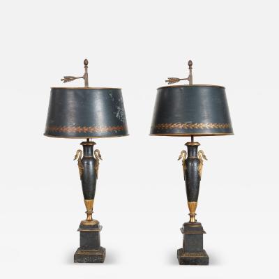 Rare Pair of French 18th c Tole Lamps