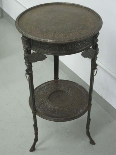 Rare Pair of French Neoclassical Napoleon III Cast Iron Side End Tables