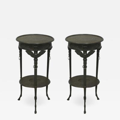 Rare Pair of French Neoclassical Napoleon III Cast Iron Side End Tables