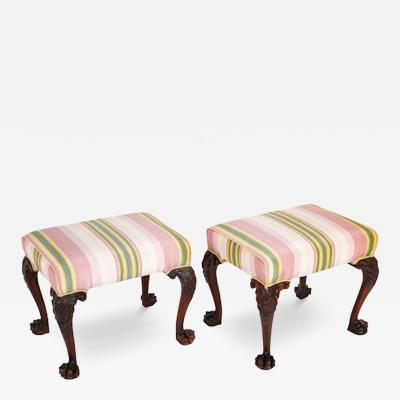Rare Pair of Irish George II Period Walnut Stools