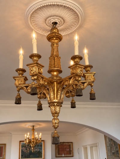 Rare Pair of Italian 18th Century Giltwood Chandelier