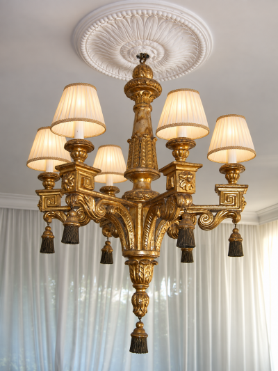 Rare Pair of Italian 18th Century Giltwood Chandelier