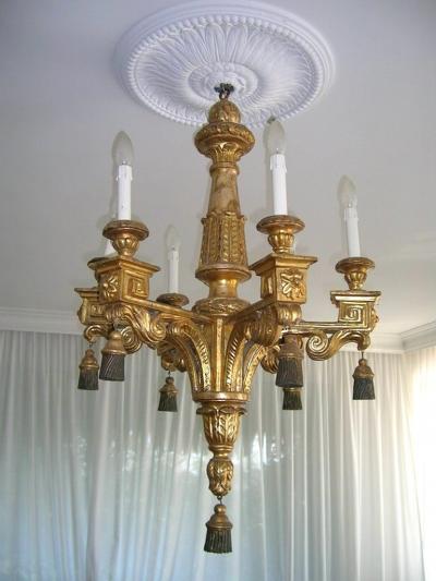 Rare Pair of Italian 18th Century Giltwood Chandelier