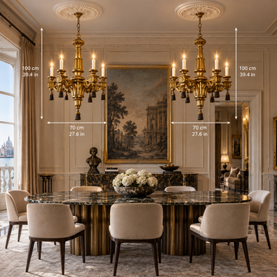 Rare Pair of Italian 18th Century Giltwood Chandelier