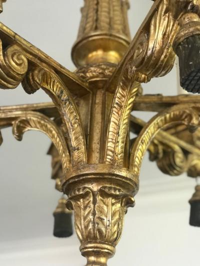 Rare Pair of Italian 18th Century Giltwood Chandelier