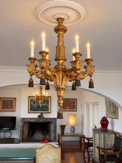 Rare Pair of Italian 18th Century Giltwood Chandelier