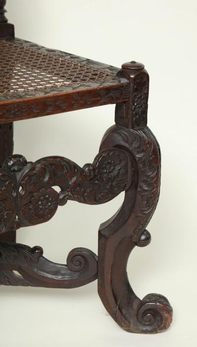 Rare Pair of James II Walnut Hall Chairs
