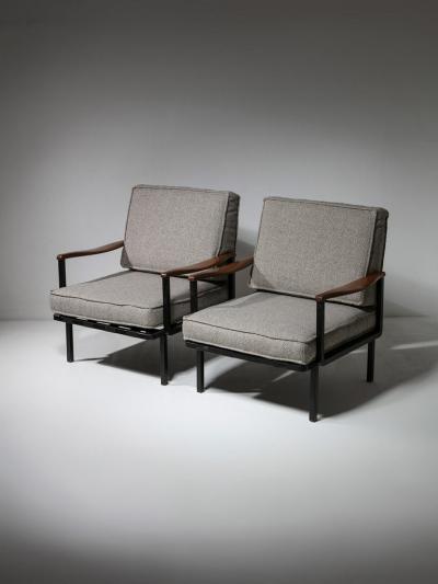 Rare Pair of Lounge Chairs Model P24 by Osvaldo Borsani for Tecno