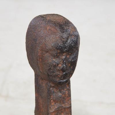 Rare Pair of Medieval Sand Cast Iron Andirons