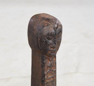 Rare Pair of Medieval Sand Cast Iron Andirons