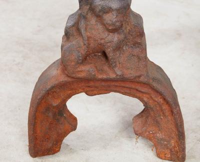 Rare Pair of Medieval Sand Cast Iron Andirons