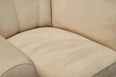 Rare Pair of Monumental Art Deco Lounge Chairs in Alcantara 1930s