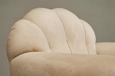 Rare Pair of Monumental Art Deco Lounge Chairs in Alcantara 1930s