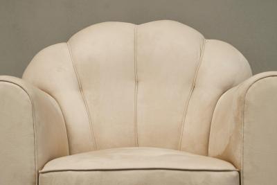 Rare Pair of Monumental Art Deco Lounge Chairs in Alcantara 1930s