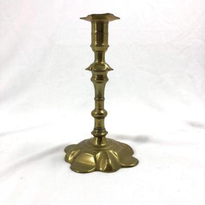 Rare Pair of Queen Anne Brass Candlesticks